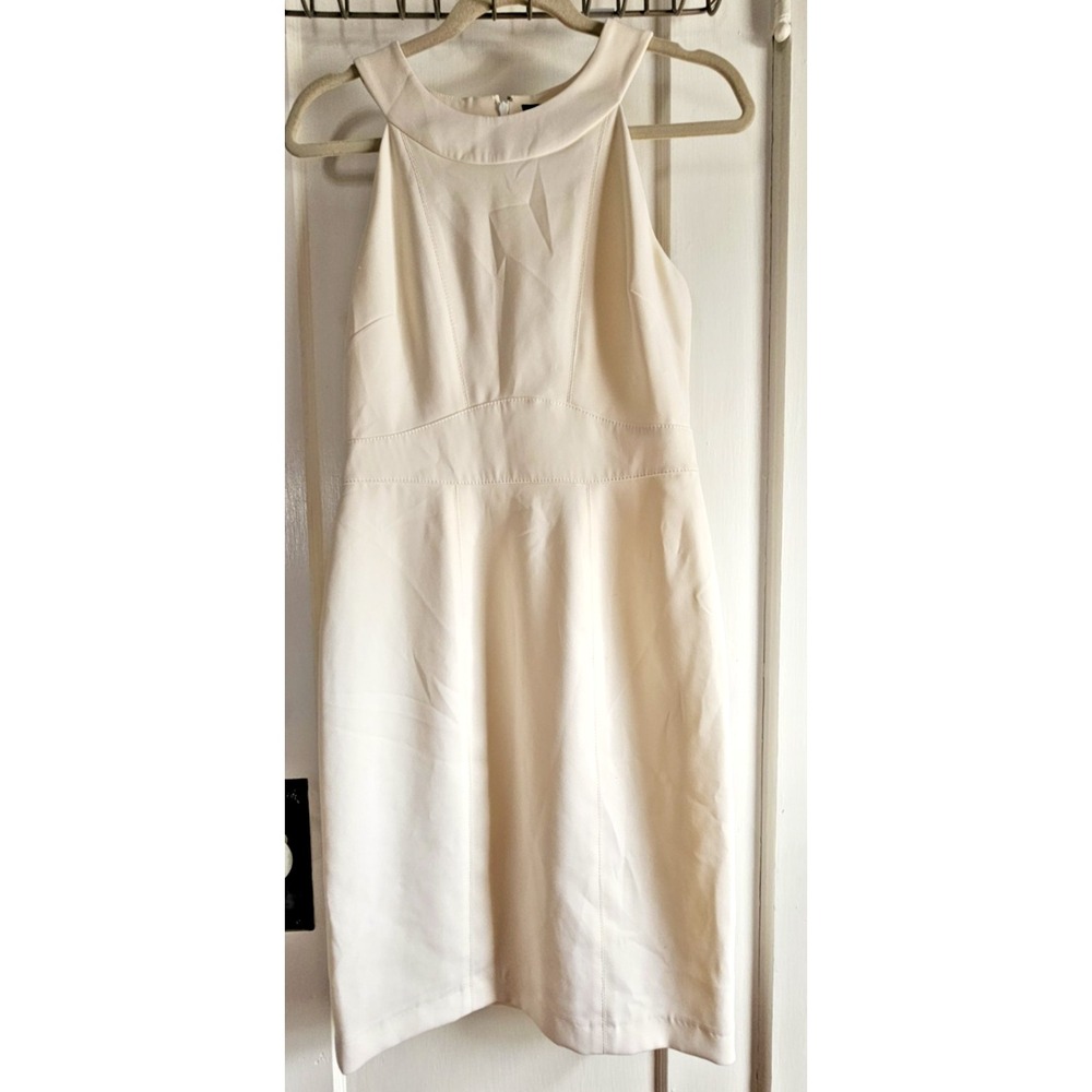 French Connection UK‎ lined sheath halter neck stretchy dress ivory woman US8